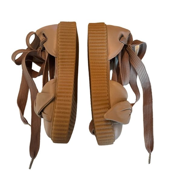 Fenty by Rihanna Puma 365794-03 Bow Creeper Lace Up Flats Leather Tan Size US7.5 - Picture 5 of 8